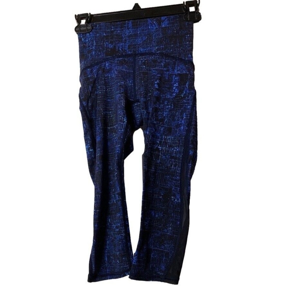 Lululemon Wunder Under Hi-Rise Blue City Lights 28" Active Leggings Women's Sz 2